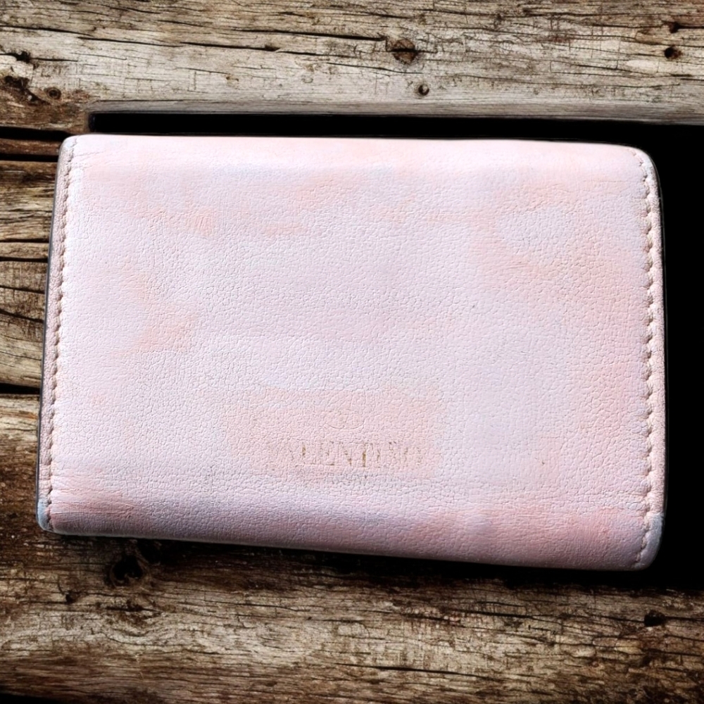 Valentino Rockstud Pink Leather Mini Compact Stud Trifold Wallet - Picture 3 of 7